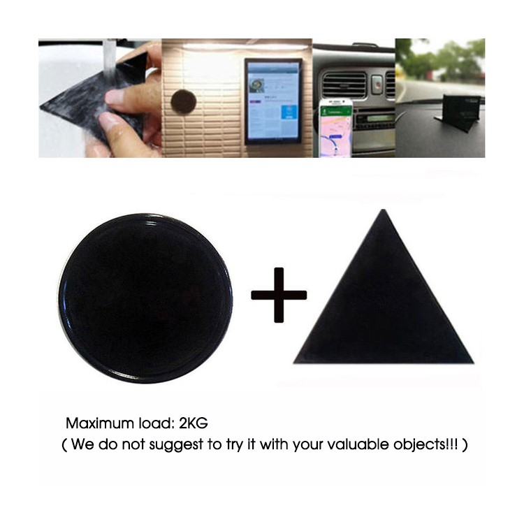 2PCS Round and Triangle Shaped Magical Gel Pad Anti-slip Mat Wall Sticker Car Mobile Phone Bracket Mat-1