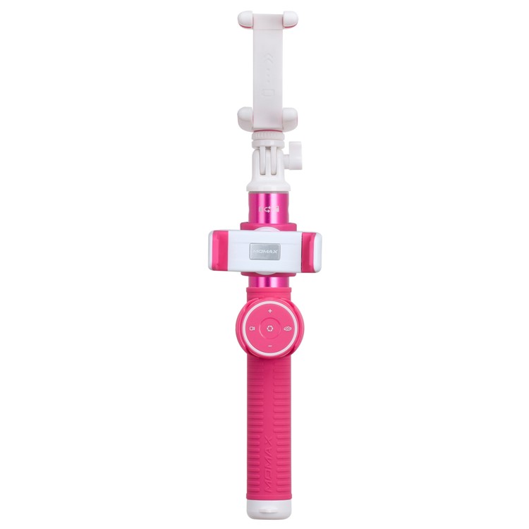 MOMAX Selfie Hero DUO Dual Mount Adapter Handheld Bluetooth Selfie Stick for iPhone GoPro - Rose-2