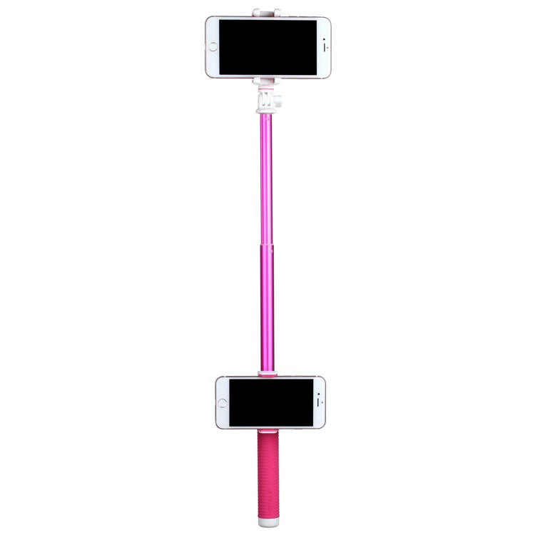 MOMAX Selfie Hero DUO Dual Mount Adapter Handheld Bluetooth Selfie Stick for iPhone GoPro - Rose-3