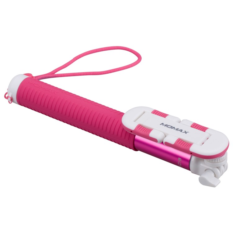 MOMAX Selfie Hero DUO Dual Mount Adapter Handheld Bluetooth Selfie Stick for iPhone GoPro - Rose-7