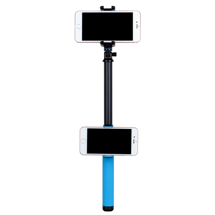 MOMAX Selfie Hero DUO Extendable Dual Holder Bluetooth Selfie Stick Monopod for iPhone GoPro - Blue-3