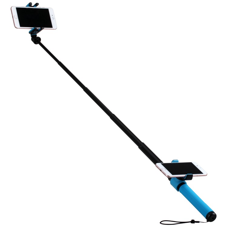 MOMAX Selfie Hero DUO Extendable Dual Holder Bluetooth Selfie Stick Monopod for iPhone GoPro - Blue-5