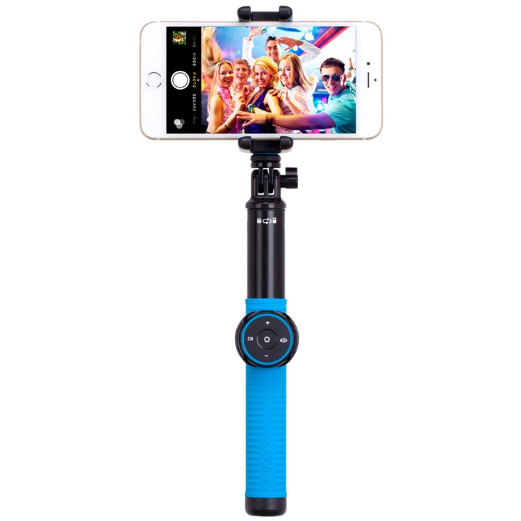 MOMAX Selfie Hero DUO Extendable Dual Holder Bluetooth Selfie Stick Monopod for iPhone GoPro - Blue-6