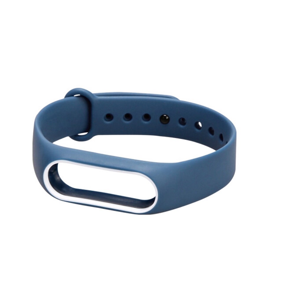 Anti-lost TPU Wrist Band Watch Strap for Xiaomi Mi Band 2 - Dark Blue + White-2