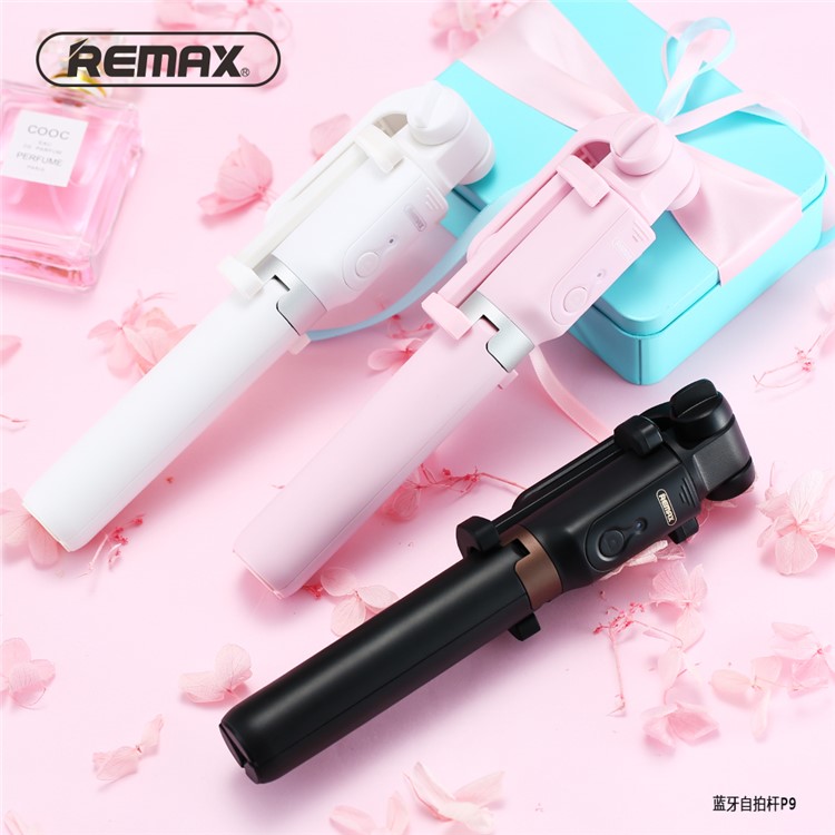 REMAX P9 Portable Bluetooth Selfie Stick with 2-in-1 Design, Tripod with Wireless Remote Shutter - White-3