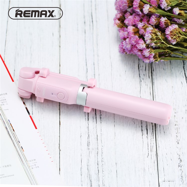 REMAX P9 Trendy Bluetooth Selfie Stick with 2-in-1 Design, Tripod with Wireless Remote Shutter - Pink-2