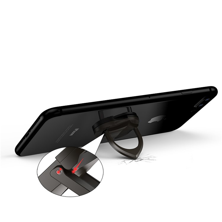 IPAKY Shield Shape Metal Ring Universal Phone Stand Holder for iPhone Samsung Huawei - Black-5