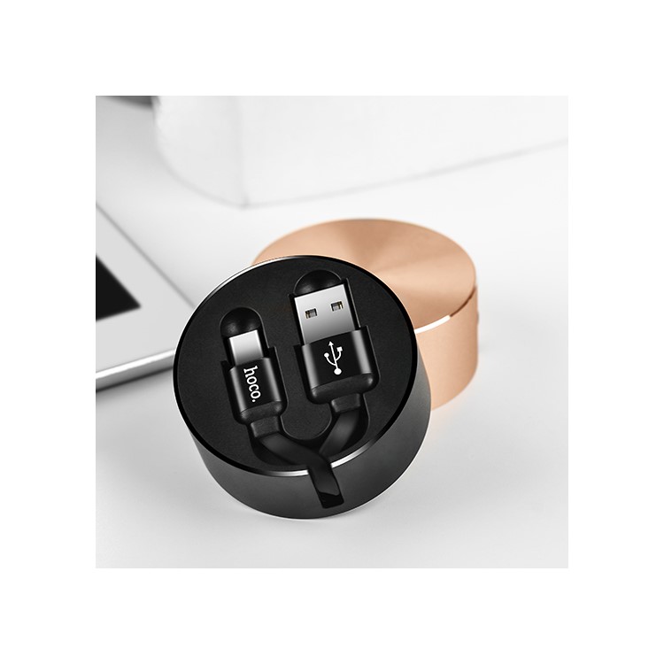 HOCO U23 Retractable USB Cable Type-c Sync & Charge Adapter Cable - Black-1