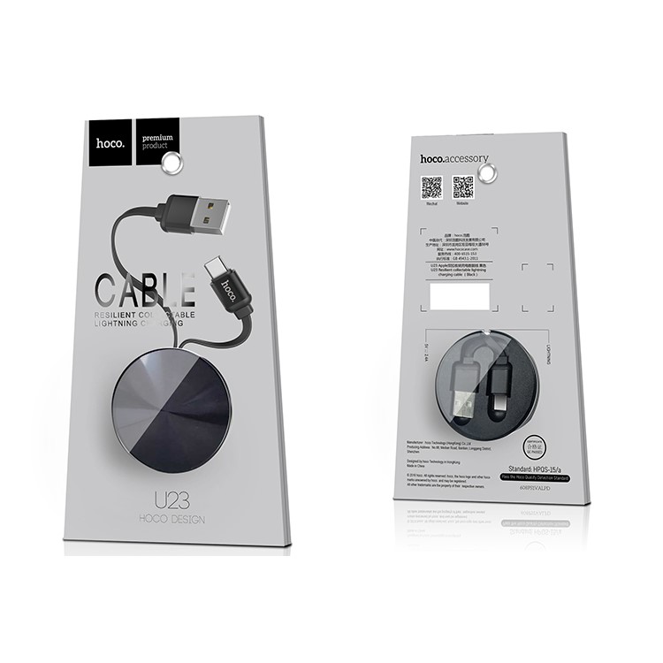 HOCO U23 Retractable USB Cable Type-c Sync & Charge Adapter Cable - Black-3