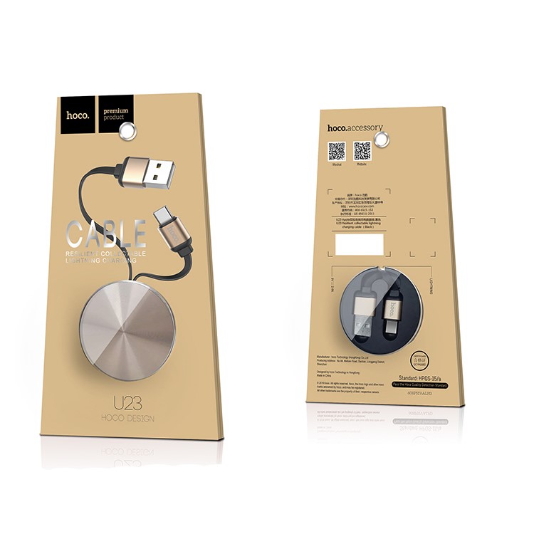 HOCO U23 Retractable USB Cable Type-c Sync Charging Cable - Gold Color-4
