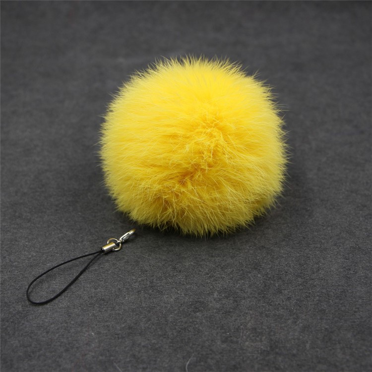 Car Pendant Faux Fur Hair Ball Key Chain Pendant Toy for Cell Phone - Yellow-1