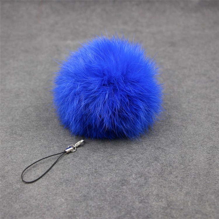 Car Pendant Keychain Soft Faux Fur Hair Ball Key Chain Pendant Toy for Cell Phone - Dark Blue-1