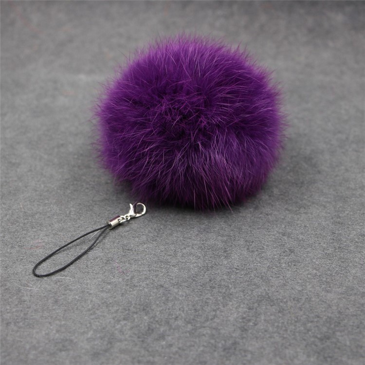 Keychain Faux Fur Hair Ball Key Chain Car Pendant Toy for Cell Phone - Purple-1