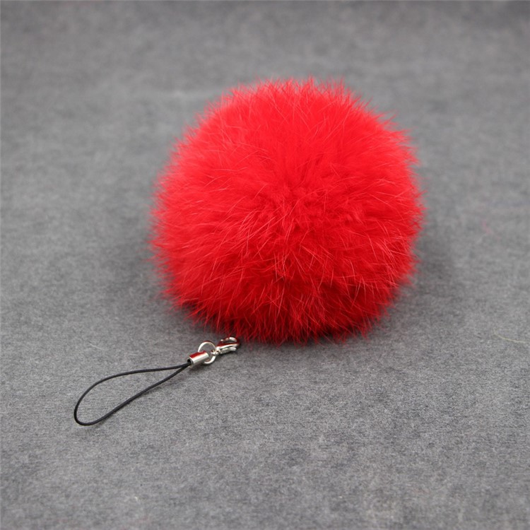 Car Pendant Key Chain Faux Fur Hair Ball Pendant Toy for Cell Phone - Red-1