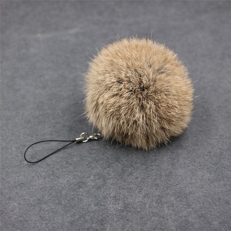 Handbag Pendant Decor Keychain Faux Fur Hair Ball Key Chain Pendant Toy for Cell Phone - Khaki-1