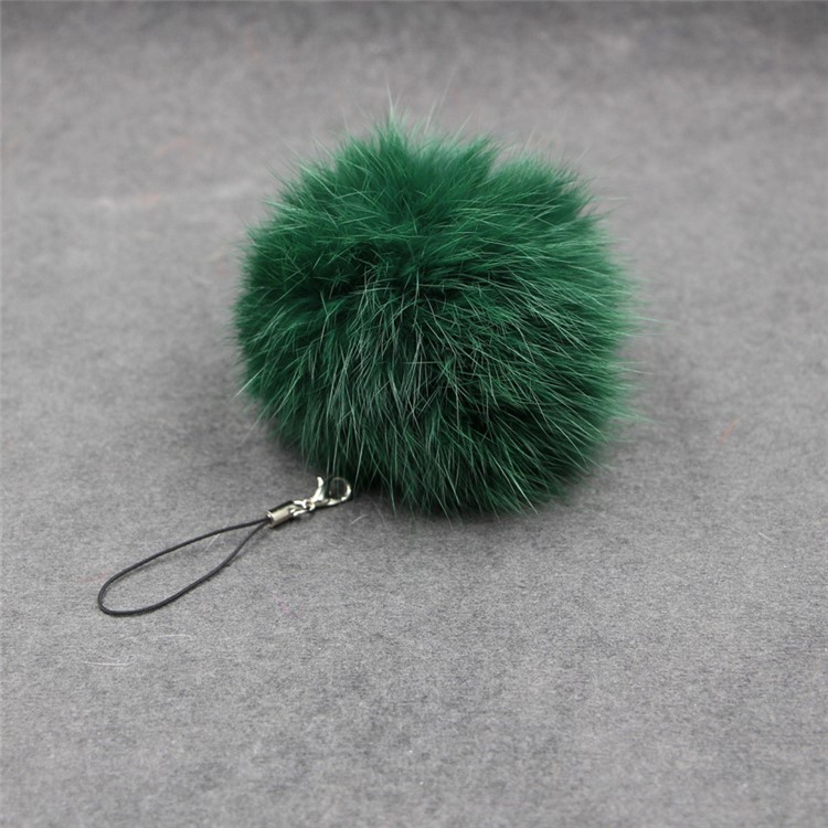 Car Pendant Keychain Faux Fur Hair Ball Key Chain Pendant Toy for Cell Phone - Blackish Green-1