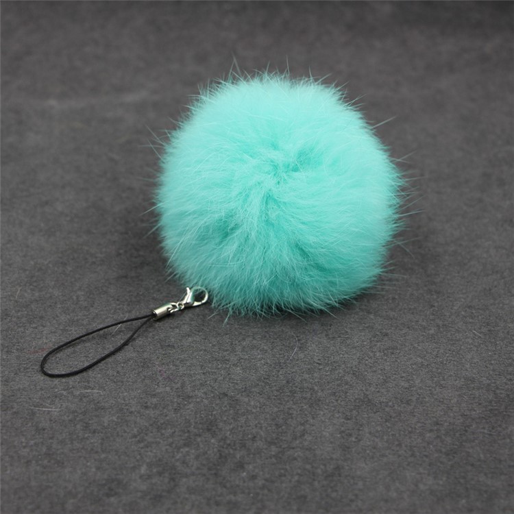 Car Pendant Keychain Soft Faux Fur Hair Ball Key Chain Pendant Toy for Cell Phone - Cyan-1