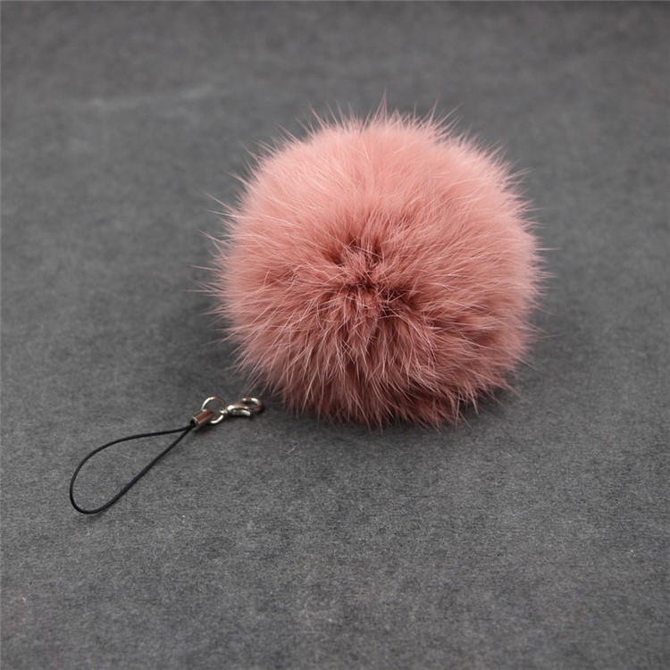 Car Pendant Keychain Faux Fur Hair Ball Key Chain Pendant Toy for Cell Phone - Watermelon Red-1