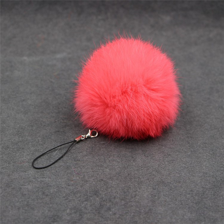 Car Pendant Keychain Faux Fur Hair Ball Key Chain Pendant Toy for Cell Phone - Rose-1