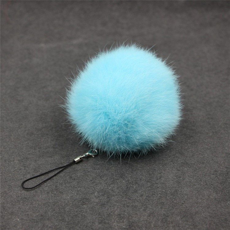 Car Pendant Keychain Faux Fur Hair Ball Key Chain Pendant Toy for Cell Phone - Baby Blue-1