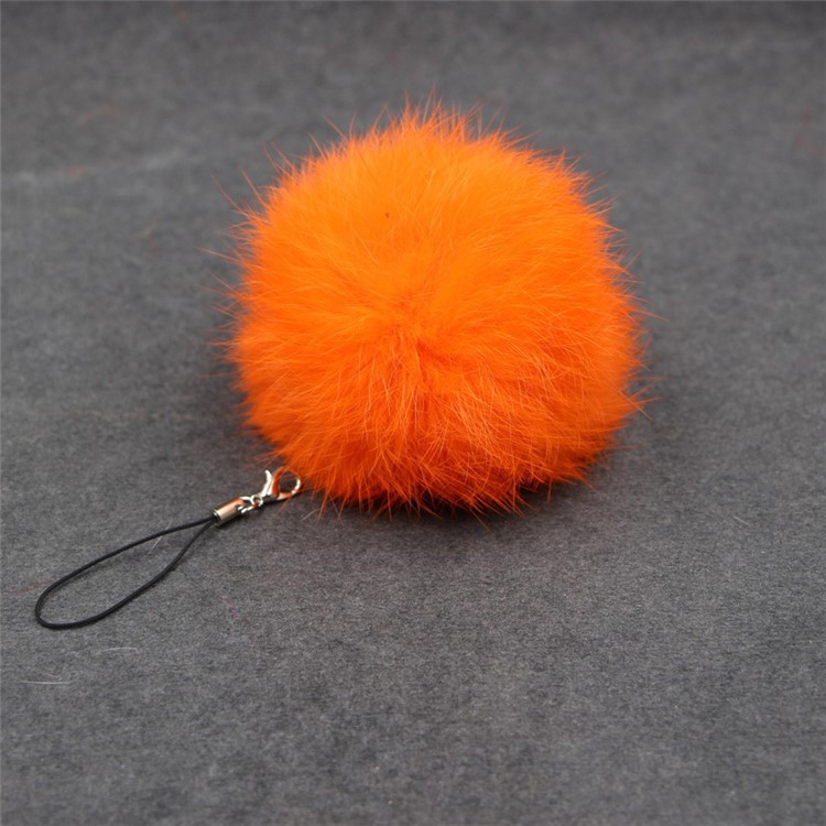 Car Pendant Keychain Faux Fur Hair Ball Key Chain Pendant Toy for Cell Phone - Orange-1