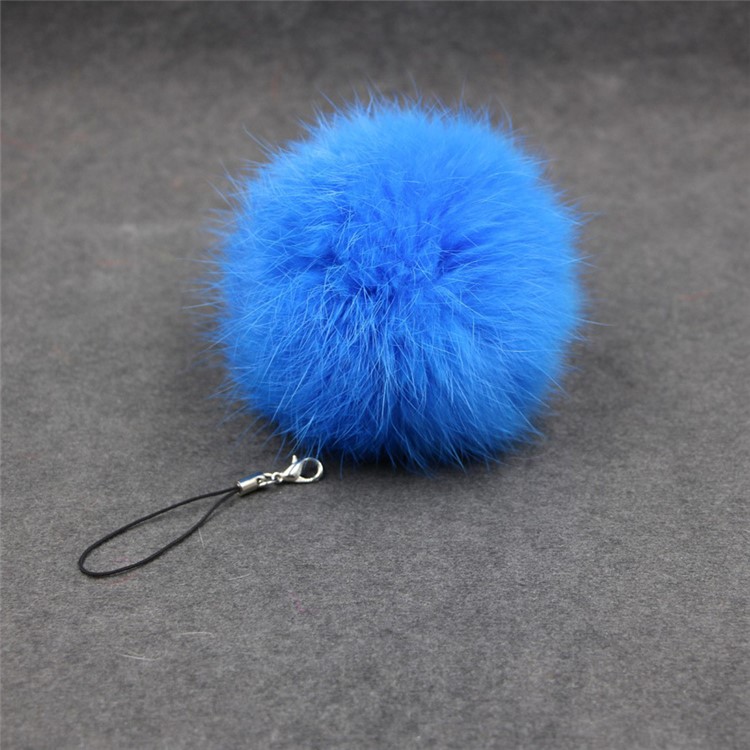 Car Pendant Keychain Faux Fur Hair Ball Key Chain Pendant Toy for Cell Phone - Blue-1