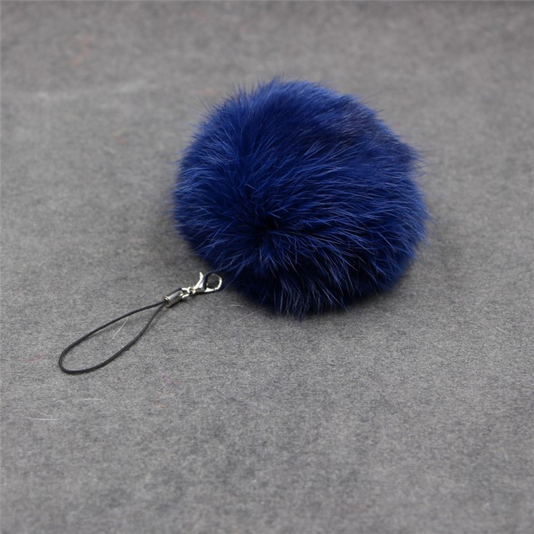 Car Pendant Keychain Faux Fur Hair Ball Key Chain Pendant Toy for Cell Phone - Black Blue-1