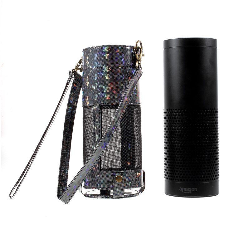 Premium PU Leather Sleeve Pouch Carry Case with Removable Straps for Amazon Echo Speaker - Black-7