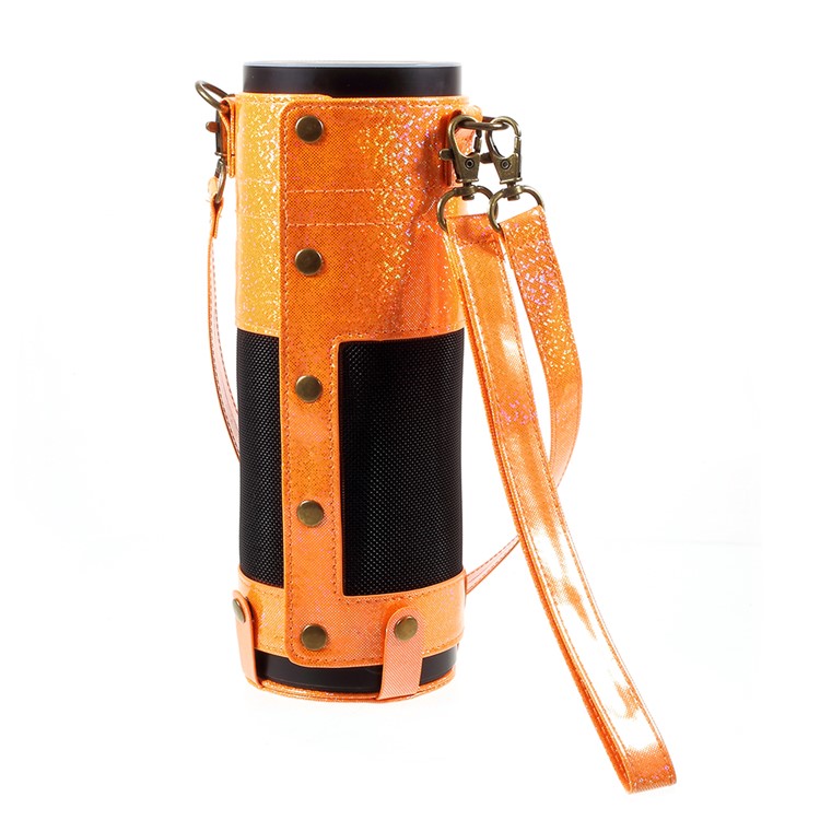 Premium PU Leather Sleeve Pouch Carry Bag with Removable Straps for Amazon Echo Speaker - Orange-1