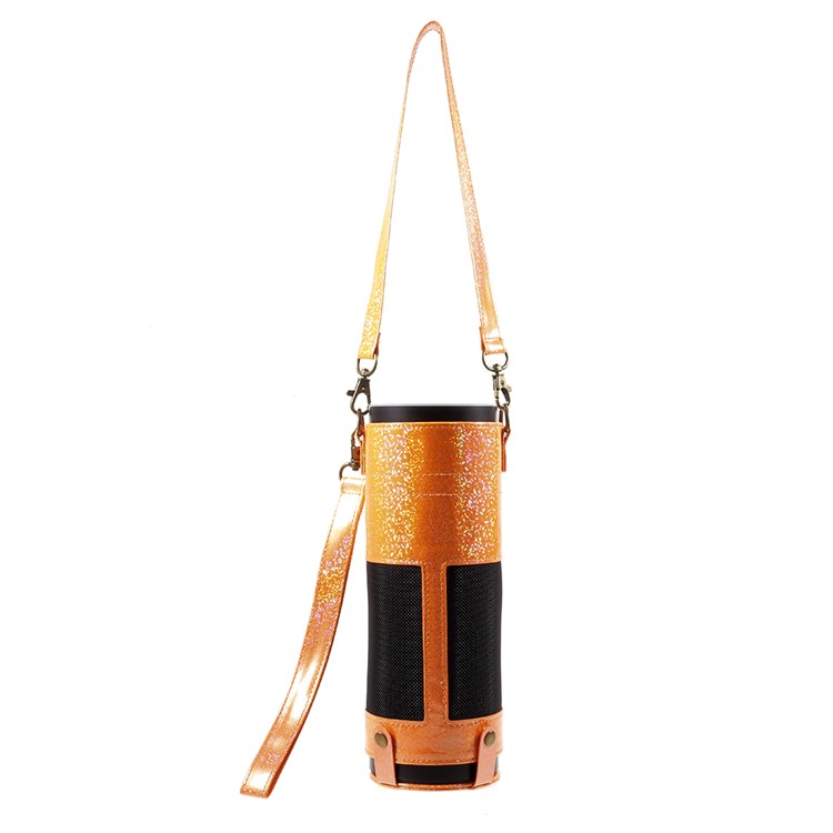 Premium PU Leather Sleeve Pouch Carry Bag with Removable Straps for Amazon Echo Speaker - Orange-2