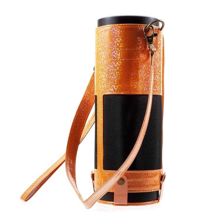 Premium PU Leather Sleeve Pouch Carry Bag with Removable Straps for Amazon Echo Speaker - Orange-5