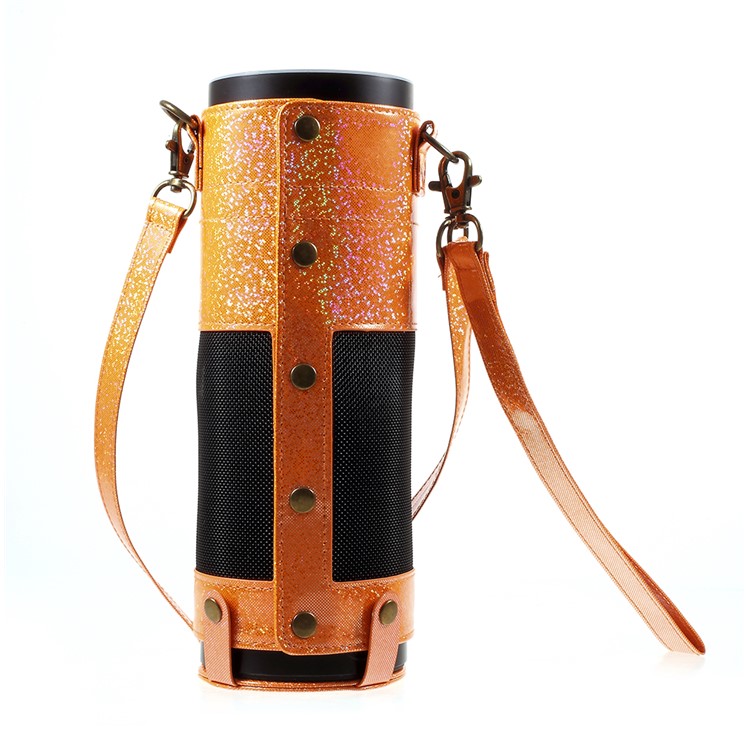 Premium PU Leather Sleeve Pouch Carry Bag with Removable Straps for Amazon Echo Speaker - Orange-6