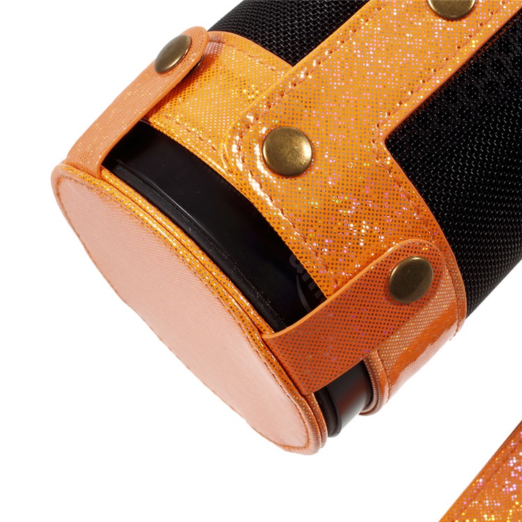 Premium PU Leather Sleeve Pouch Carry Bag with Removable Straps for Amazon Echo Speaker - Orange-8