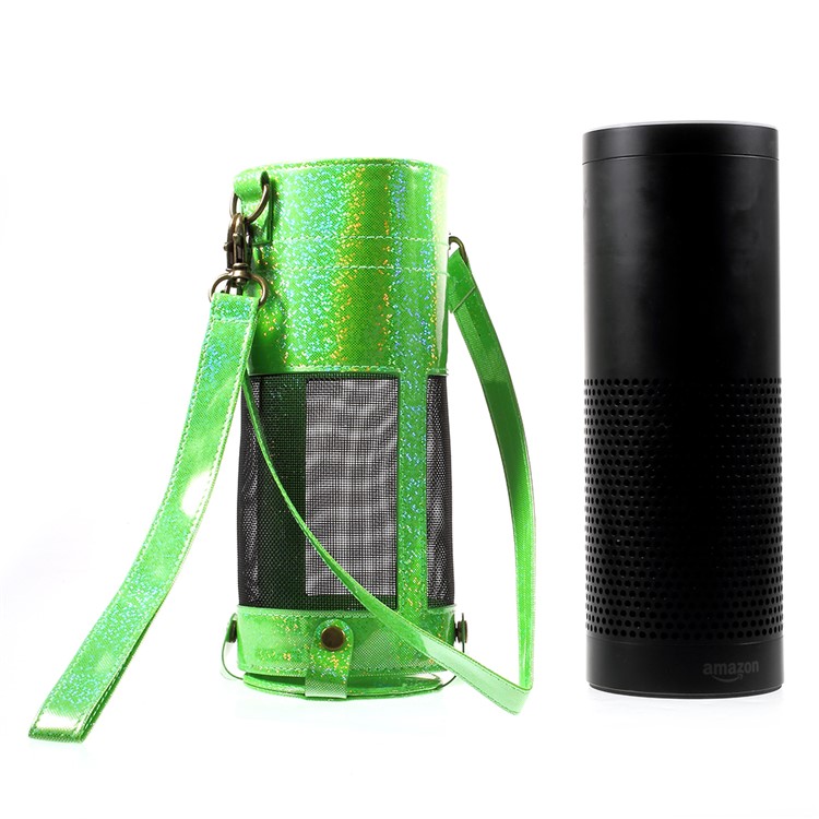 Premium PU Leather Sleeve Pouch Bag Carry Cover with Lanyards for Amazon Echo Speaker - Green-8