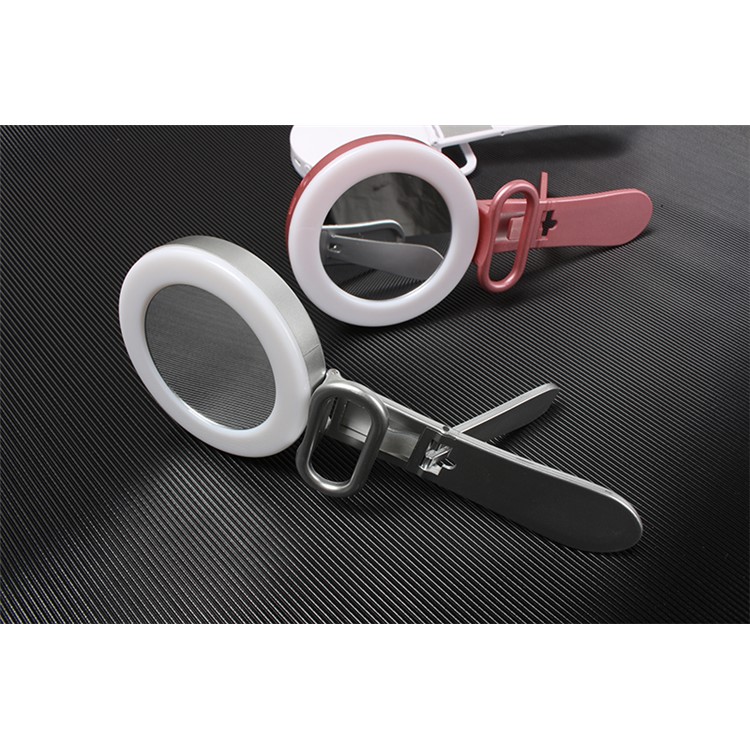 PICKOGEN Universal Clip-On Dimmable LED Selfie Fill Light with Makeup Mirror for iPhone X/8/8 Plus - White-5