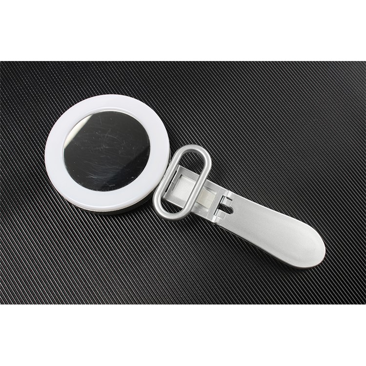 PICKOGEN Universal Portable Clip-On Dimmable LED Spotlight with Makeup Mirror for iPhone X/8/8 Plus - Silver Color-2