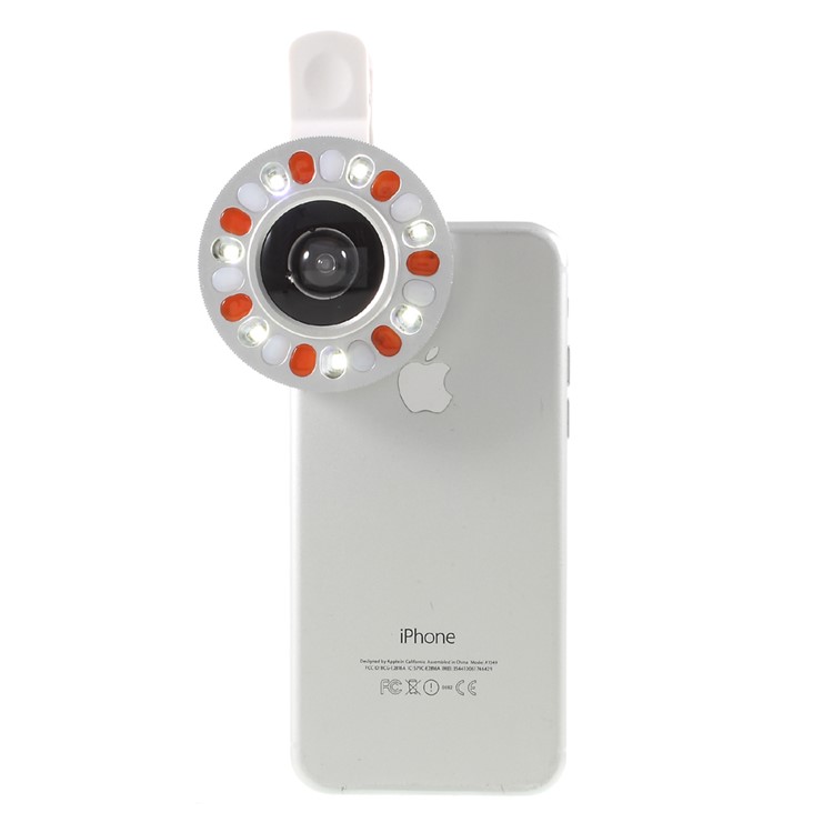 3 Light Colors Adjustable 21 LEDs Rotary LED Fill Light + 0.4x Wide Angle Lens for iPhone Samsung - Silver Color-10
