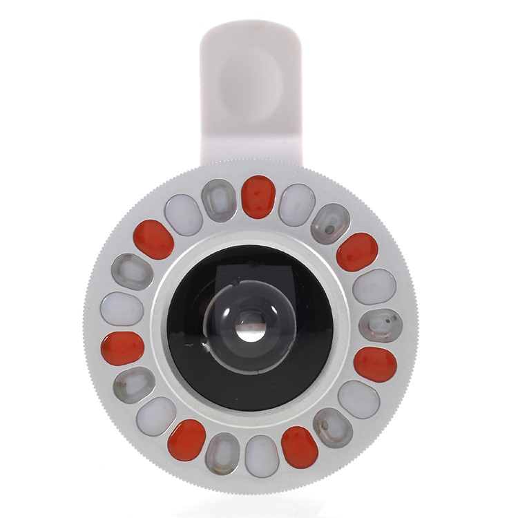 3 Light Colors Adjustable 21 LEDs Rotary LED Fill Light + 0.4x Wide Angle Lens for iPhone Samsung - Silver Color-2