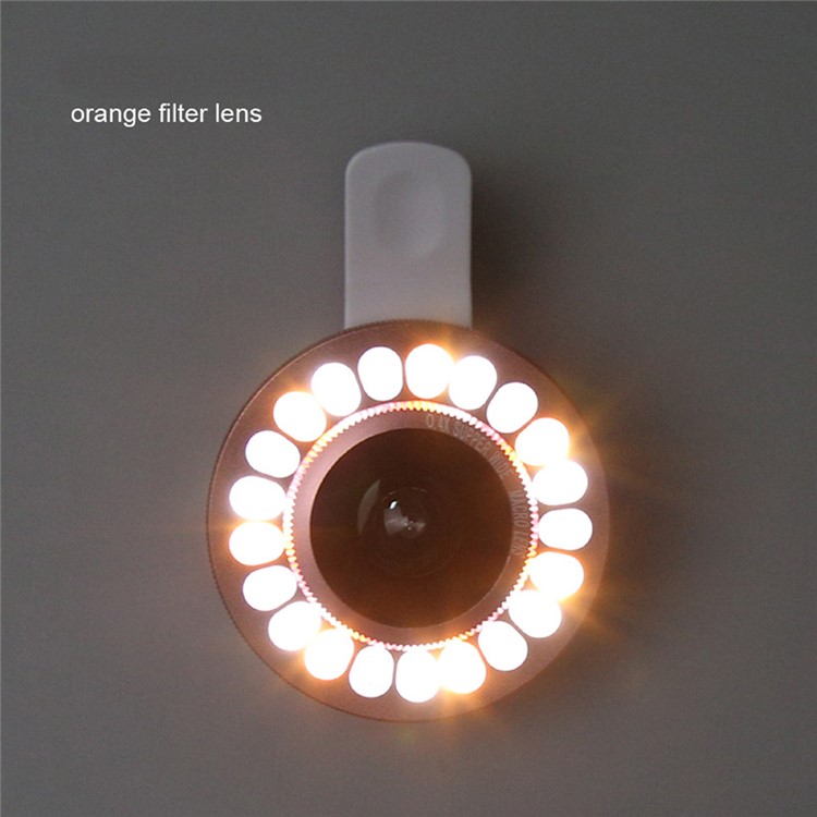 3 Light Colors Adjustable 21 LEDs Rotary LED Fill Light + 0.4x Wide Angle Lens for iPhone Samsung - Silver Color-24