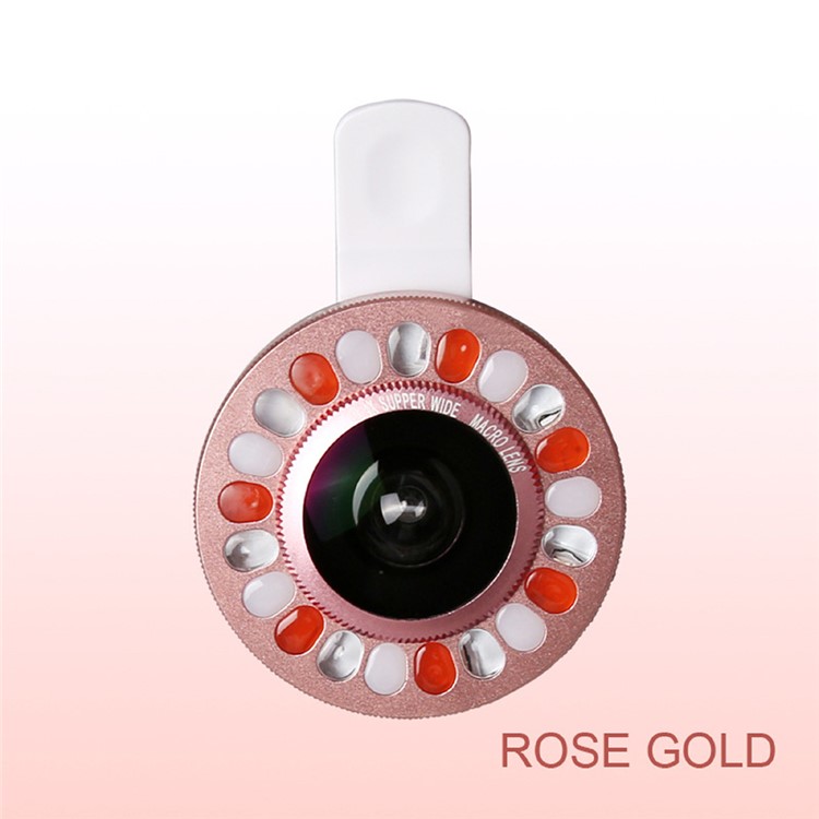 3 Light Colors Adjustable 21 LEDs Rotary LED Fill Light + 0.4x Wide Angle Lens for iPhone Samsung - Silver Color-29
