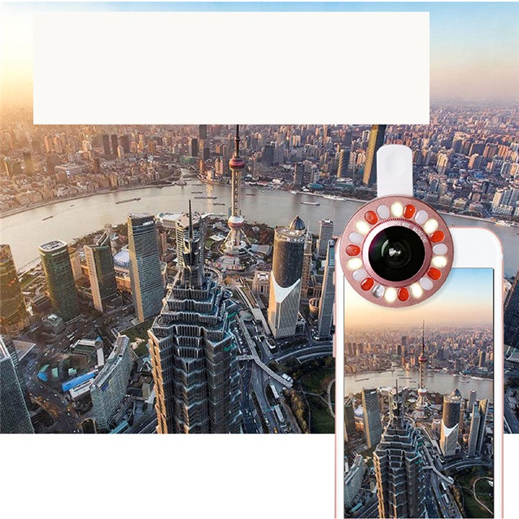 3 Light Colors Adjustable 21 LEDs Rotary LED Fill Light + 0.4x Wide Angle Lens for iPhone Samsung - Silver Color-36