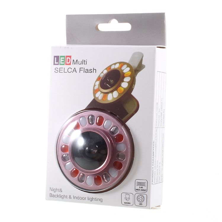 4 Gears Dimmable LED Compensation Light + Clip-on 0.4x Wide Angle Lens for iPhone Samsung - Pink-21