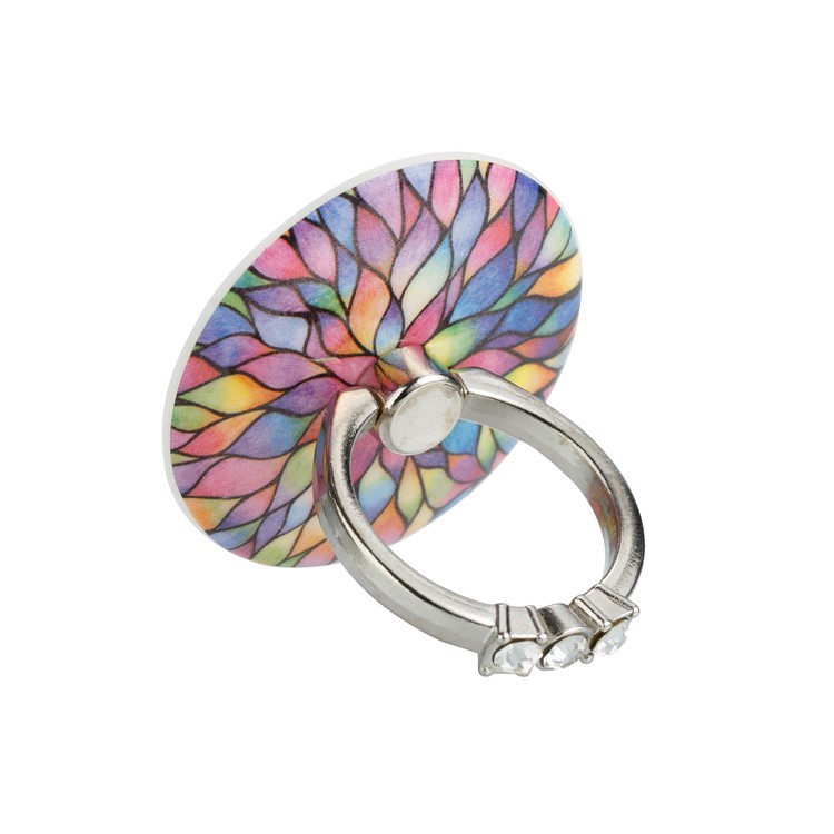 Patterned Universal Metal Ring Finger Grip Holder Stand for iPhone 8, Samsung Note 8 - Colorful Petal-3
