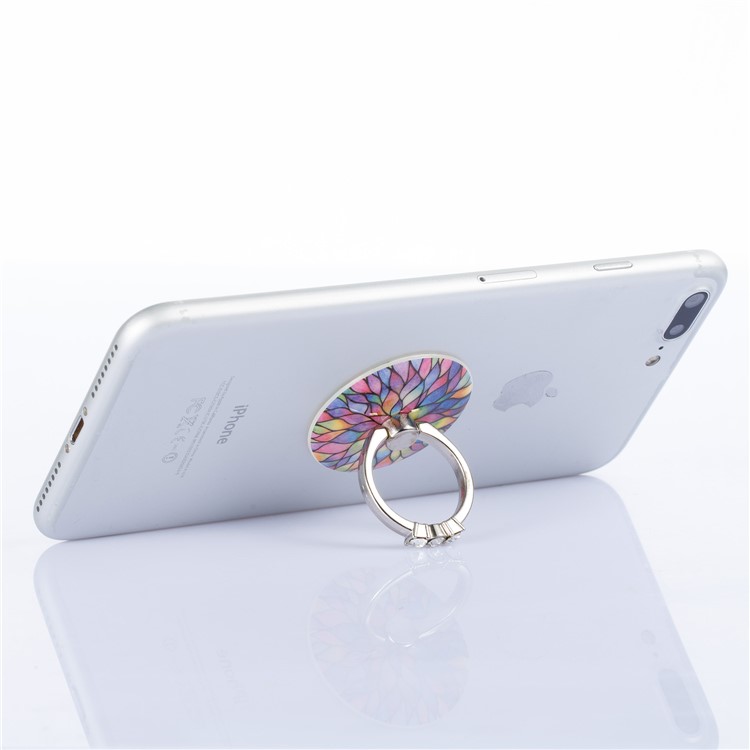 Patterned Universal Metal Ring Finger Grip Holder Stand for iPhone 8, Samsung Note 8 - Colorful Petal-4