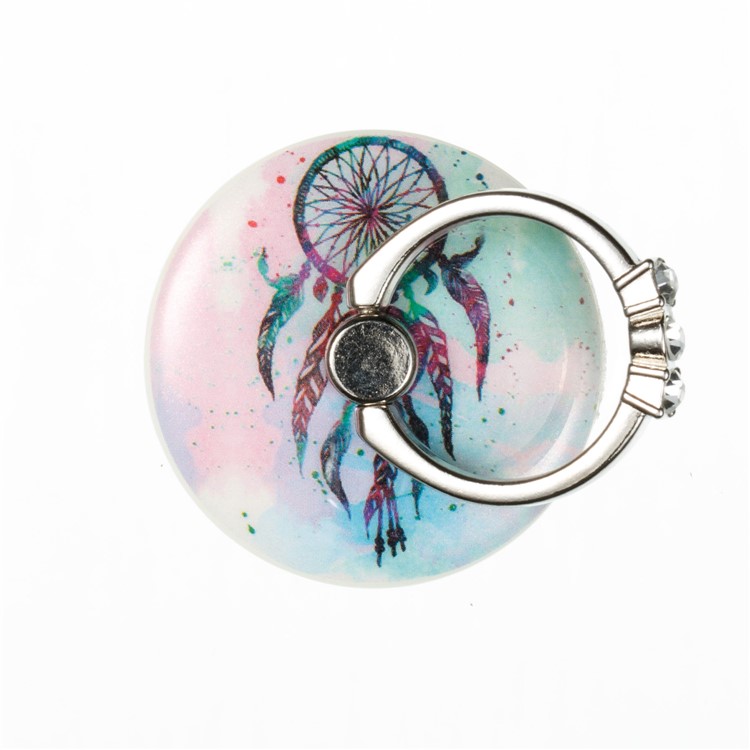 Patterned Universal Cellphone Desktop Mount Stand Finger Grip Holder for iPhone 8, Samsung Note 8 - Dream Catcher-2