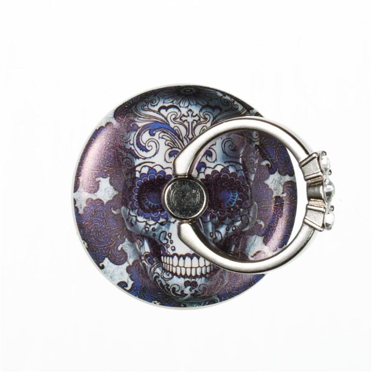 Patterned Universal Smartphone Kickstand Rhinestone Finger Grip Ring Holder for Huawei iPhone Samsung etc. - Patterned Skull-2