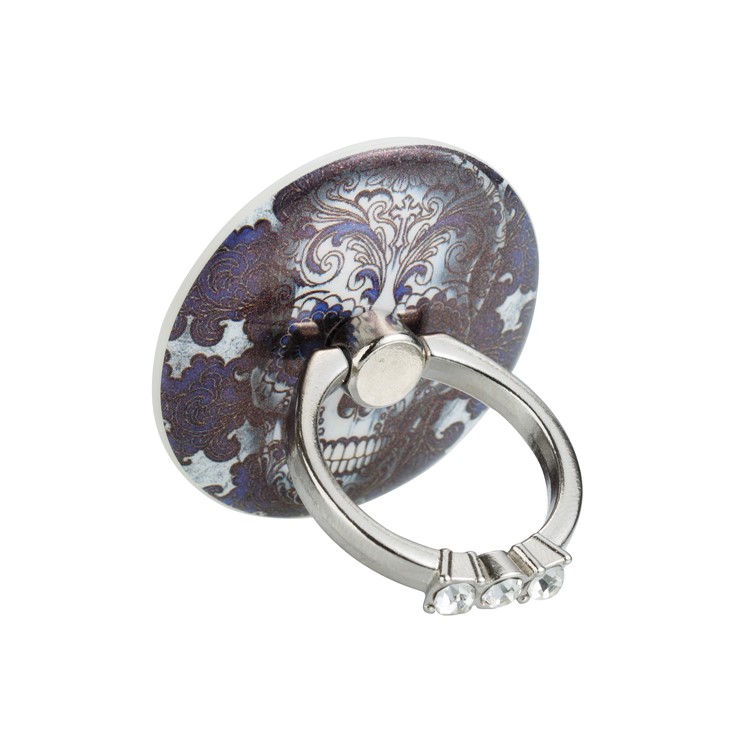 Patterned Universal Smartphone Kickstand Rhinestone Finger Grip Ring Holder for Huawei iPhone Samsung etc. - Patterned Skull-3