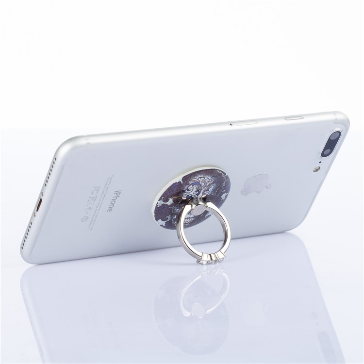 Patterned Universal Smartphone Kickstand Rhinestone Finger Grip Ring Holder for Huawei iPhone Samsung etc. - Patterned Skull-4