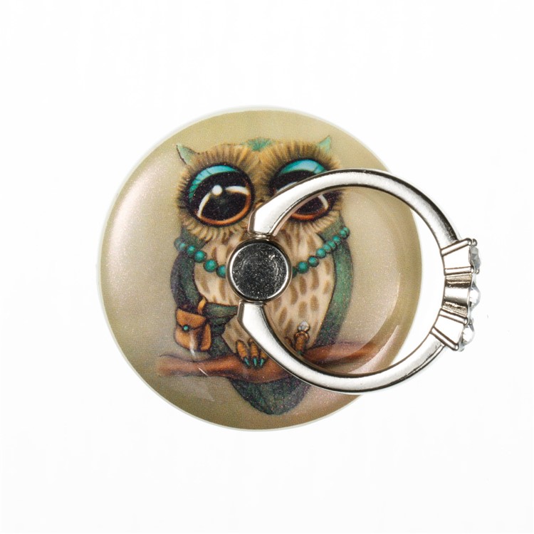 Patterned Universal Smartphone Kickstand Rhinestone Finger Grip Ring Holder for iPhone Samsung Sony Etc. - Fashion Owl-2