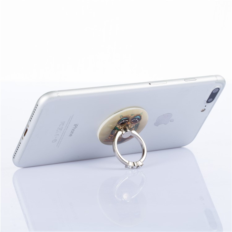Patterned Universal Smartphone Kickstand Rhinestone Finger Grip Ring Holder for iPhone Samsung Sony Etc. - Fashion Owl-3